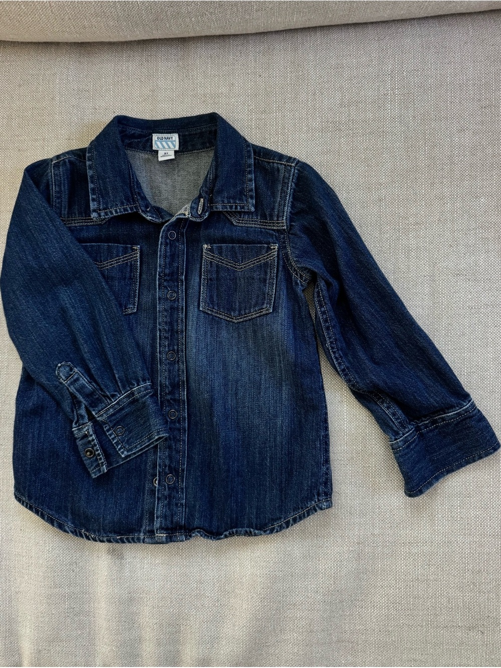 Old Navy Dark Blue Kids' Denim Snap Up Shirt